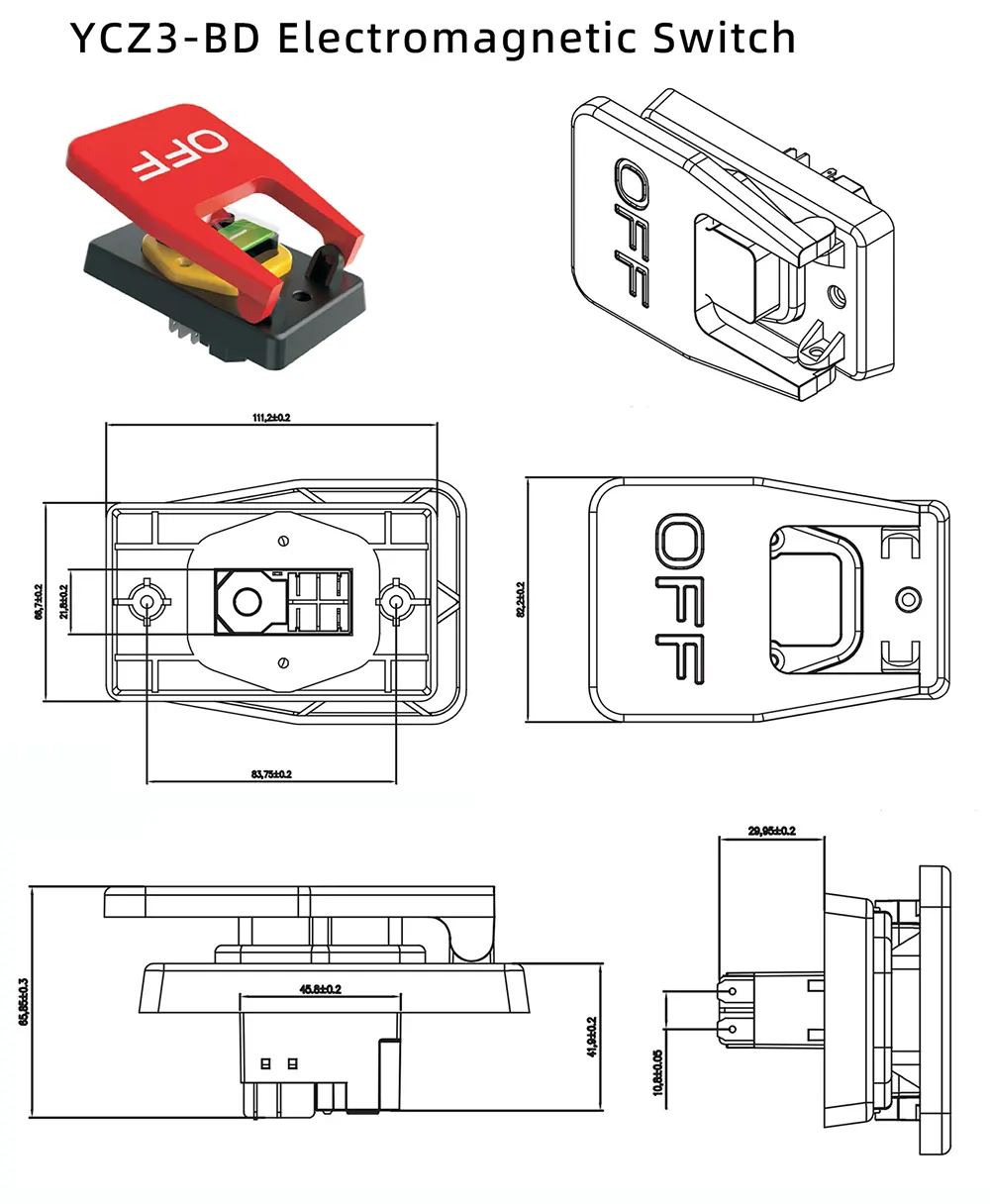 16A Big Red OFF Panel Push Button Electromagnetic Switch